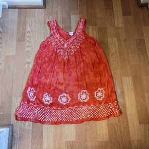 Advance Apparels Women's Top Free Sz Sleeveless Tunic Cotton Boho Red Orange